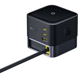 Nabíjecí stanice Baseus Super GaN Charger 100W, 3xUSB-C, USB-A 1m kabel černá