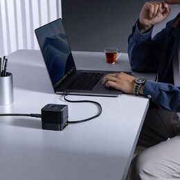 Nabíjecí stanice Baseus Super GaN Charger 100W, 3xUSB-C, USB-A 1m kabel černá