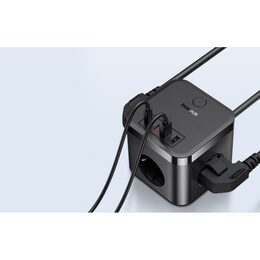 Prodlužovací kabel Baseus PowerCombo Cube 3x zásuvka + 2x USB + 2x USB-C 30W 1.5m černý