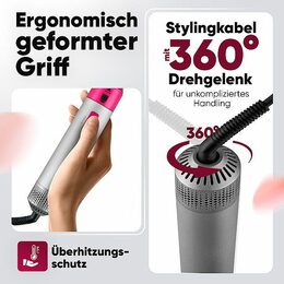 ProfiCare HAS 3132 P Multifunkční kulma na vlasy 1000W šedá/růžová