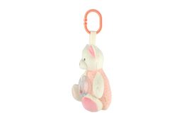 Medvěd plyš 18cm závěs na postýlku/kočárek nat. hrací strojek růžový na kartě v sáčku 0+