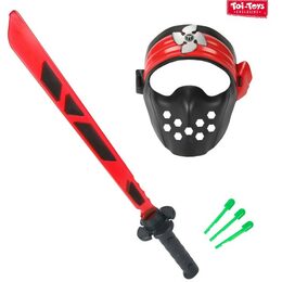 Ninja sada plast meč + maska + šipky 3ks na baterie se zvukem, světlem 4 barvy na kartě 20x62cm