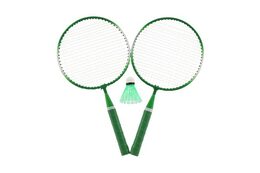 Badminton sada dětská kov/plast 2 pálky + 1 košíček 2 barvy v síťce 23x45x6cm