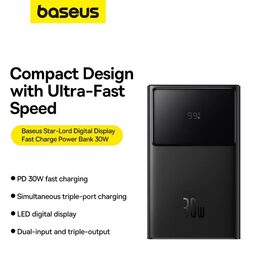 Powerbanka Baseus Star-Lord 10000mAh, 30W černá