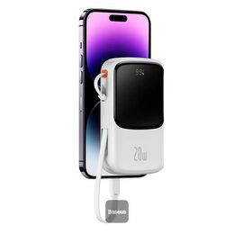 Powerbanka Baseus Qpow Pro 10000mAh, 20W, s kabelem Lightning bílá