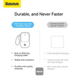 Powerbanka Baseus Qpow Pro 10000mAh, 20W, s kabelem Lightning bílá