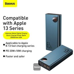 Powerbanka Baseus Adaman Metal 20000mAh, 65W modrá