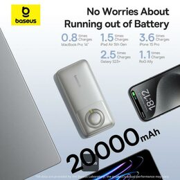 Powerbanka Baseus Free2Pull 20000mAh, 65W, s kabelem USB-C bílá