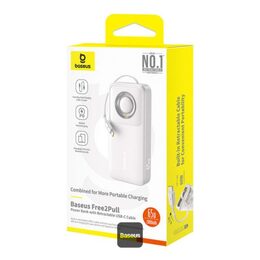 Powerbanka Baseus Free2Pull 20000mAh, 65W, s kabelem USB-C bílá
