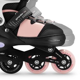 Spokey TRIXIE Dětské kolečkové brusle, černo-růžové, vel. 35-38