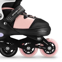 Spokey TRIXIE Dětské kolečkové brusle, černo-růžové, vel. 35-38