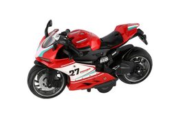 Motorka silniční plast 13cm na zpětné natažení na baterie se světle, zvukem 4 barvy 12ks v boxu
