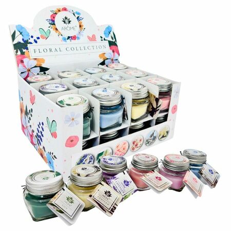 AROME svíčka vosková ve skle s přáním 28g Floral Collection 0332