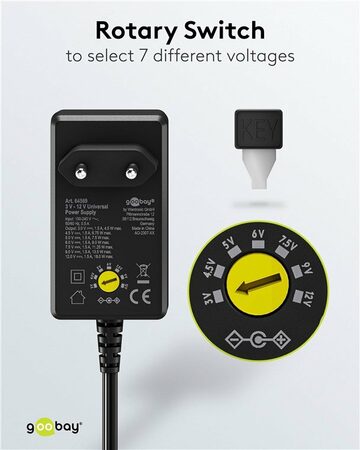 Napájecí adaptér univerzální 230V/3-12V stejnosměrný 1500mA