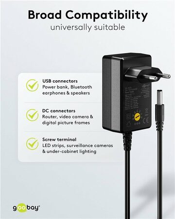 Napájecí adaptér univerzální 230V/3-12V stejnosměrný 1500mA