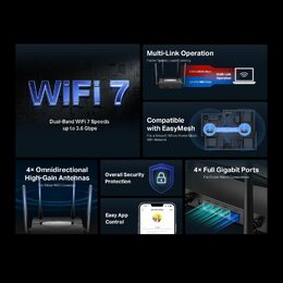 WiFi router TP-Link MERCUSYS MR25BE BE3600 WiFi 7, 3x GLAN, 1x GWAN, 2,4/5GHz, EasyMesh
