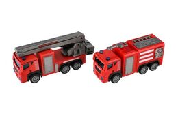 Auto hasiči plast 14cm na zpětné natažení 2 druhy 8ks v boxu
