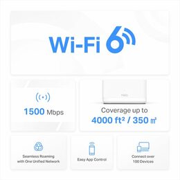 WiFi router TP-Link Mercusys Halo H60X(1-pack) WiFi 6, AX1500, 3x GLAN2,4/5 GHz