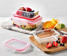 BERGNER Dóza na potraviny skleněná se zaklapovacím víkem 1,5l BG-25026-RD
