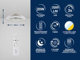 Beper P206VEN640 stropní ventilátor 50cm s LED světlem 3200lm