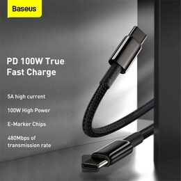 Rychlonabíjecí datový kabel Baseus Tungsten Gold 100W 1m USB-C na USB-C černý
