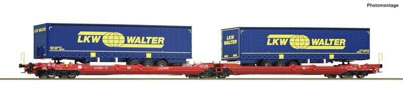 Roco Dvojitý kloubový kontejnerový vagón, T3000e, DB AG - 77385