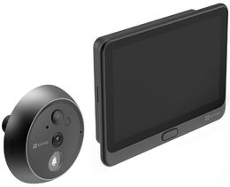 Chytré dveřní kukátko Ezviz HP4 s kamerou,  WiFi, 2K, 4,3" monitor, napájení ze sítě a baterie, černé