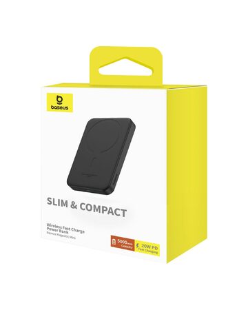 Power banka Baseus Mini s bezdrátovým nabíjením 5000 mAh 20W USB-C černá