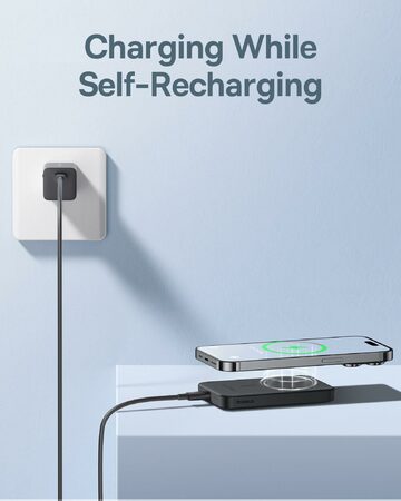 Power banka Baseus Mini s bezdrátovým nabíjením 5000 mAh 20W USB-C černá