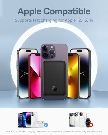 Power banka Baseus Mini s bezdrátovým nabíjením 5000 mAh 20W USB-C černá