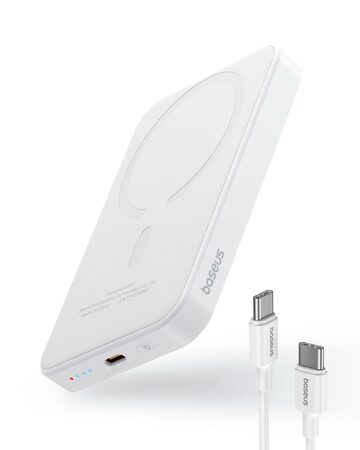 Power banka Baseus Mini s bezdrátovým nabíjením 5000 mAh 20W USB-C bílá