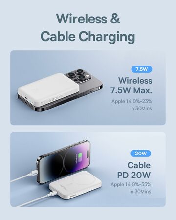 Power banka Baseus Mini s bezdrátovým nabíjením 5000 mAh 20W USB-C bílá