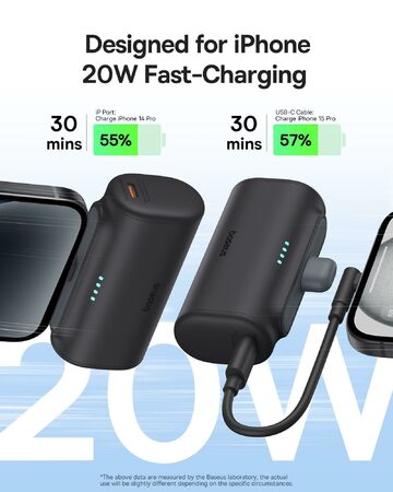 Power banka Baseus Compact 5000mAh 20W Lightning černá