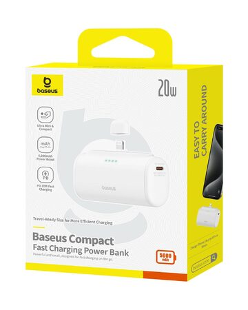 Power banka Baseus Compact 5000mAh 20W Lightning bílá