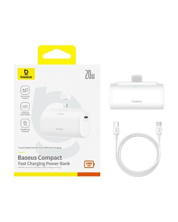 Power banka Baseus Compact 5000mAh 20W Lightning bílá