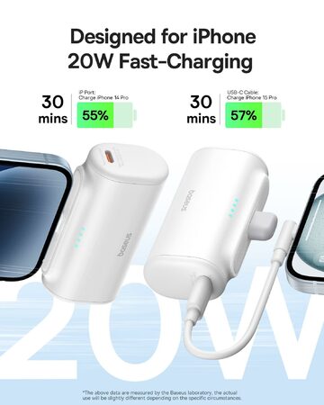 Power banka Baseus Compact 5000mAh 20W Lightning bílá