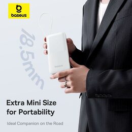 Powerbanka Baseus Bipow 2 10000mAh 20W s kabelem USB-C bílá