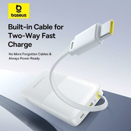 Powerbanka Baseus Bipow 2 10000mAh 20W s kabelem USB-C bílá