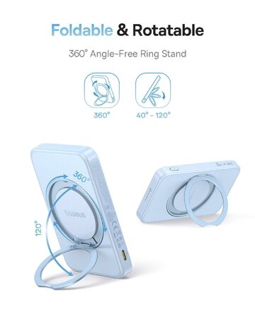 Bezdrátová powerbanka Baseus PicoGo Qi2 5000mAh, 20W modrá