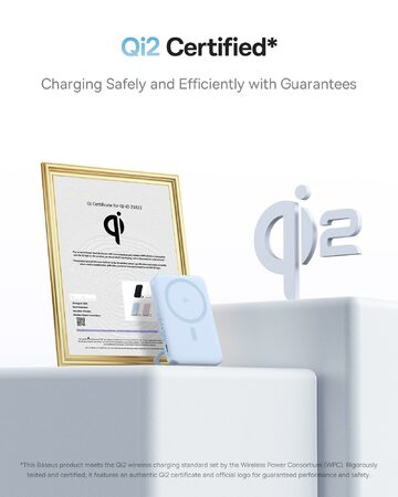 Bezdrátová powerbanka Baseus PicoGo Qi2 5000mAh, 20W modrá