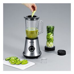 Multimixér Severin, SM 3737, 2 v 1, včetně smoothie makeru, 2 rychlosti + turbo
funkce, nerezové mixovací nože, výkonný motor, 500 W