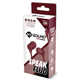 Sluchátka Meliconi, 497411, SPEAK FLUO USB-C RED, do uší, mikrofon, Hands-free,
32 Ohm, USB-C