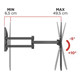 TV držák Meliconi, 580471, FlatStyle FDRP 600, výklopný, dvojité rameno, pro TV
od 40"-82", nosnost 45 kg