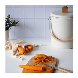 Kompostér Pebbly, NBA193, set, vel. S, krémový, 4.5 l, průměr 18 x výška 24,5
cm, uhlíkový filtr