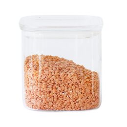 Dóza Pebbly, PKV-044, skleněná, čtverec, na jídlo, skleněné víko, 800 ml, 11 x
11 x 11 cm