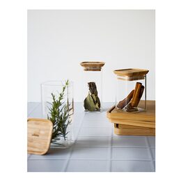 Sada dóz Pebbly, PKV-047, sada 2 ks, skleněné, čtvercové, na potraviny, 240 ml,
bambusové víko, 6 x 6 x 9 cm