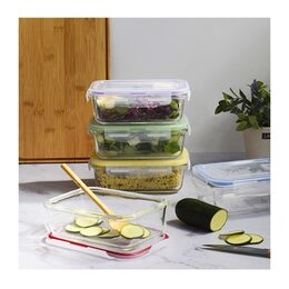 Sada dóz Pebbly, PKV-5SRB, sada 5 kusů, skleněné, obdélníkové, barevná víčka,
850 ml, 18,5 x 13 x 5,5 cm