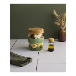 Dózy Pebbly, PKV-031, set 2 ks, skleněné, kulaté, cestovní, bambusové víko s
uzávěrem, 700 ml a 50 ml, silikonový protiskluzový pásek, 10x