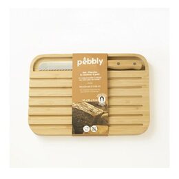Prkénko Pebbly, NBA127, sada na krájení chleba, bambus, nerezová ocel, prkénko
36 x 26 cm a nůž 32 x 2,6 cm