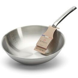 WOK pánev de Buyer, 3608.28, průměr 28 cm, objem 3 L, zahnutý okraj, na všechny
typy varných desek